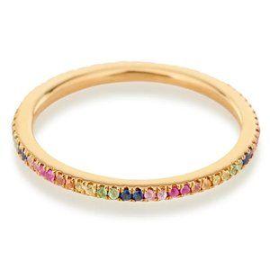 Rainbow Sapphire Pave Eternity Band